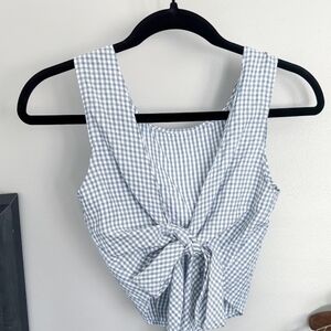 Amazon Essentials Blue and White Checkered Crop Top